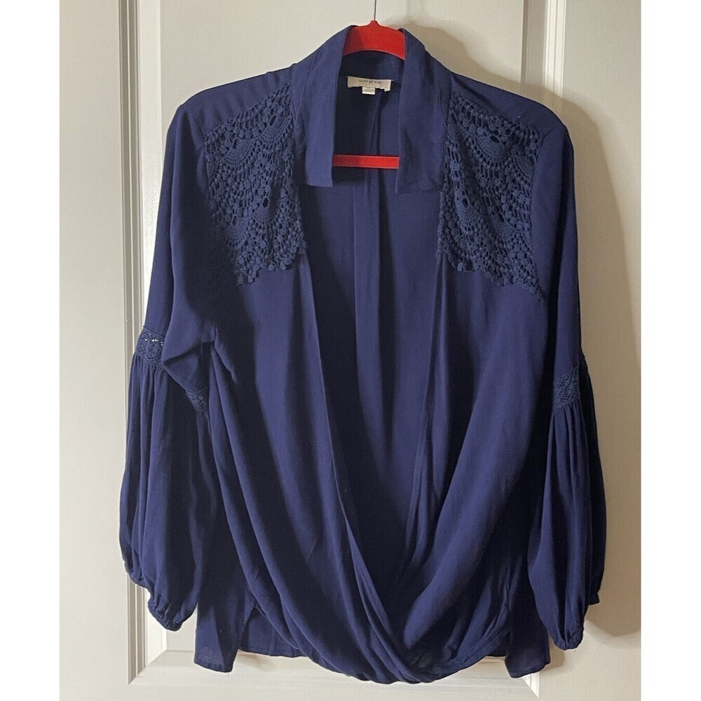 Umgee Women’s Size Medium Navy Draped Front Top Boho Cami Needed J42